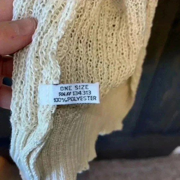 Elegant Cream Open-Front Crochet Cardigan Sweater Boho Chic One Size A15 - Picture 4 of 5